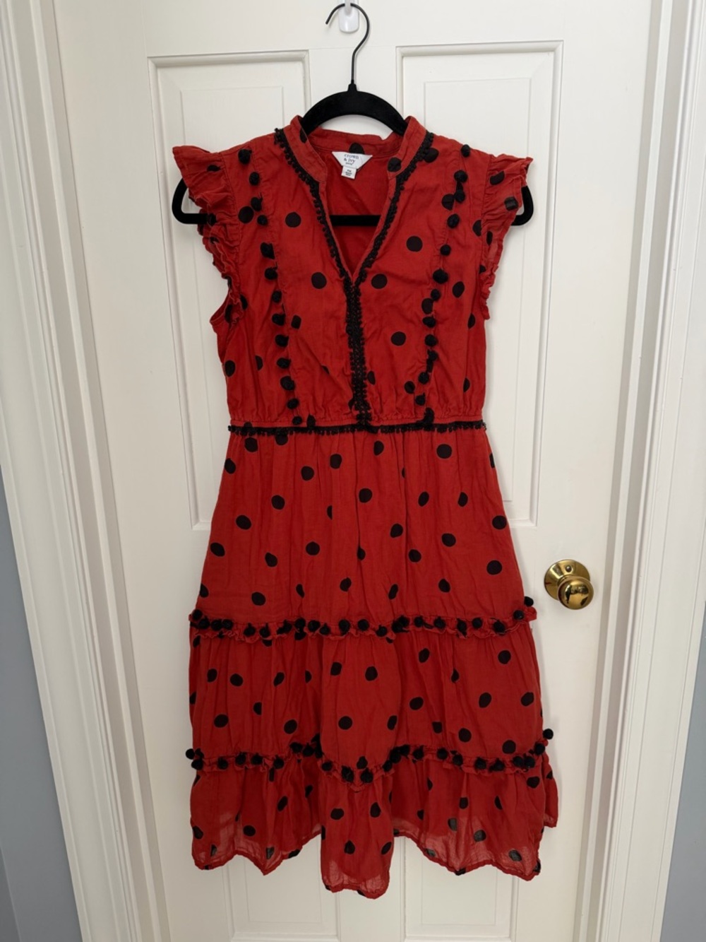 Red Polka Dot Tiered Midi Dress - Unbranded